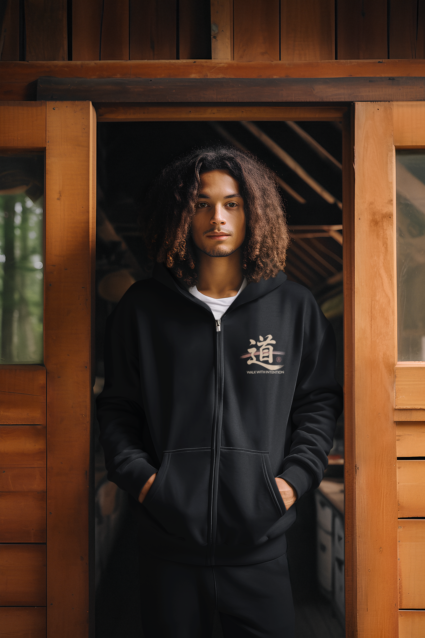 Walk with intention Oversized Zipper Hoodie